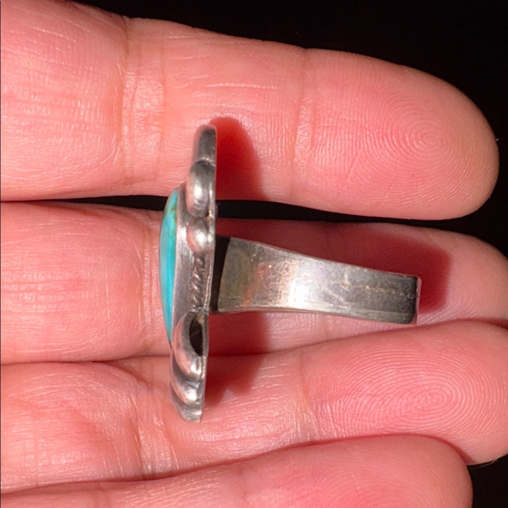 Unique Turquoise Silver 925 Statement Ring Marked… - image 3